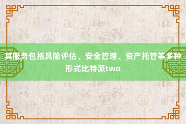 其服务包括风险评估、安全管理、资产托管等多种形式比特派two