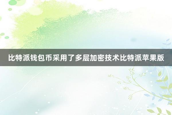 比特派钱包币采用了多层加密技术比特派苹果版