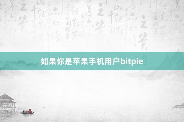 如果你是苹果手机用户bitpie