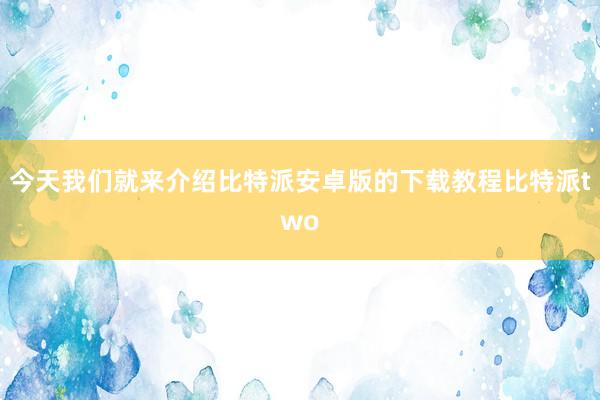 今天我们就来介绍比特派安卓版的下载教程比特派two