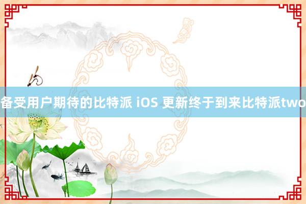 备受用户期待的比特派 iOS 更新终于到来比特派two