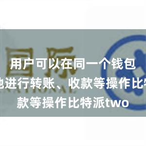 用户可以在同一个钱包中方便地进行转账、收款等操作比特派two