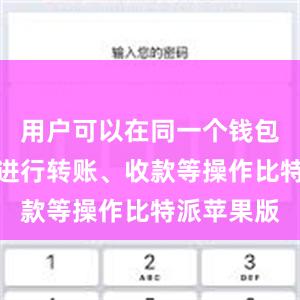 用户可以在同一个钱包中方便地进行转账、收款等操作比特派苹果版